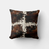 Rustikales Brown Patchwork Cowhide Kissen (Vorderseite)