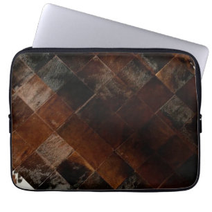 Rustikales Brown Patchwork Cowhide Laptopschutzhülle
