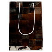 Rustikales Brown Patchwork Cowhide Mittlere Geschenktüte (Rückseite)