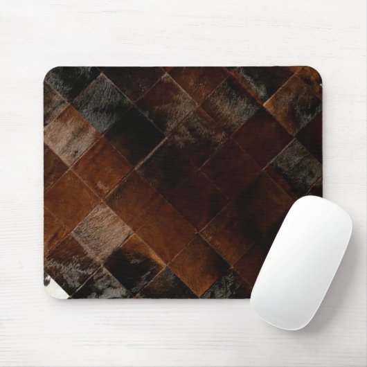 Rustikales Brown Patchwork Cowhide Mousepad (Mit Mouse)