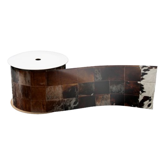 Rustikales Brown Patchwork Cowhide Satinband (Spule)
