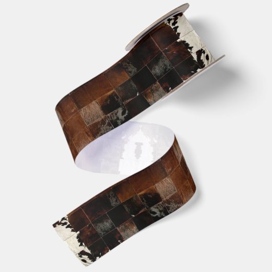 Rustikales Brown Patchwork Cowhide Satinband (Rückseite)