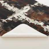 Rustikales Brown Patchwork Cowhide Sherpadecke (3/4)