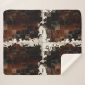 Rustikales Brown Patchwork Cowhide Sherpadecke (Vorderseite (Horizontal))