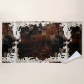 Rustikales Brown Patchwork Cowhide Strandtuch (Vorderseite)