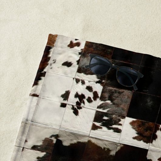 Rustikales Brown Patchwork Cowhide Strandtuch (Beispiel)