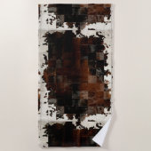 Rustikales Brown Patchwork Cowhide Strandtuch (Vorderseite)