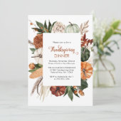 Rustikales Brown Pumpkin Erntedank Dinner Einladung (Stehend Vorderseite)