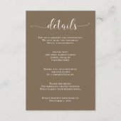 Rustikales Brown Simple Calligraphy Modern Wedding Begleitkarte (Vorderseite)