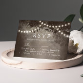 Rustikales Brown Tree String Lights Wedding RSVP