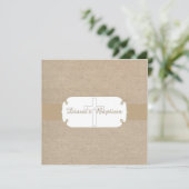 Rustikales Brown u. beige Leinwand-Taufe-Einladung Einladung (Stehend Vorderseite)