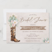 Rustikales Brown Western Cowgirl Boot Brautparty Einladung (Vorderseite)