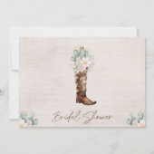 Rustikales Brown Western Cowgirl Boot Brautparty Einladung (Rückseite)