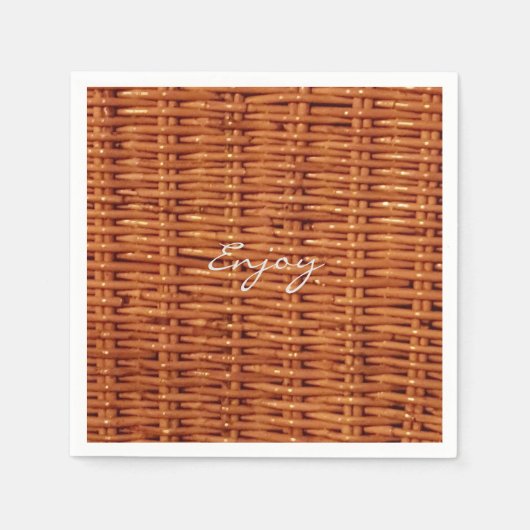 Rustikales Brown Wood Wicker Picnic Basket Funny Serviette (Vorderseite)
