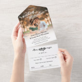 Rustikales Brush Script-Foto Hochzeit All In One Einladung (Abreißen)