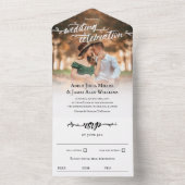 Rustikales Brush Script-Foto Hochzeit All In One Einladung (Innen Boden)