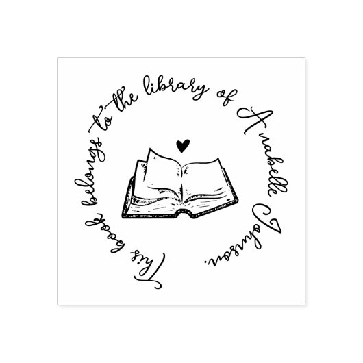 Rustikales Buch Custom Calligraphy from Library Gummistempel (Prägung)