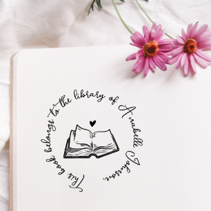 Rustikales Buch Custom Calligraphy from Library Gummistempel