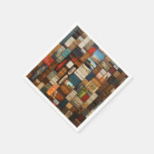 Rustikales Buch und Schriftzeichen Kunstsammlung Serviette (Ecke)