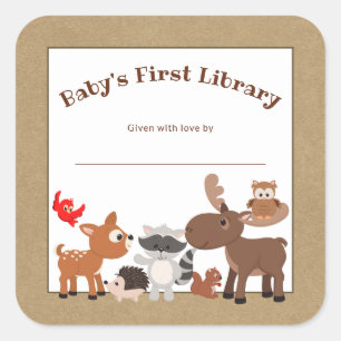 Rustikales Buchzeichen, Buchplatte Quadratischer Aufkleber