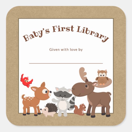 Rustikales Buchzeichen, Buchplatte Quadratischer Aufkleber (Vorderseite)