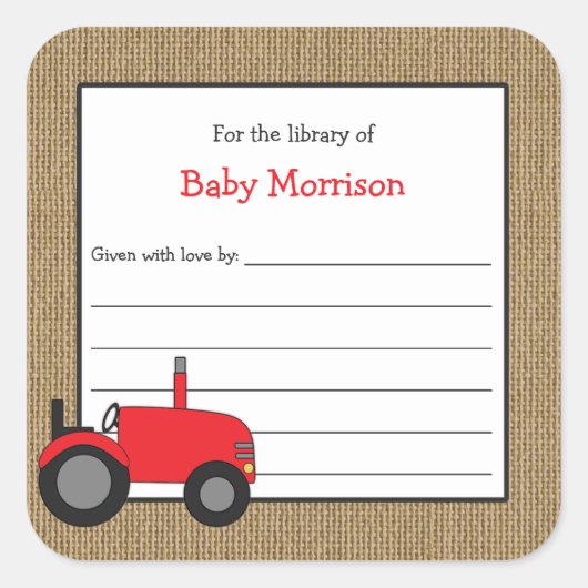 Rustikales Buchzeichen Quadratischer Aufkleber (Vorderseite)