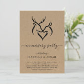 Rustikales Buck & Doe Deer Antlers Anniversary Par Einladung (Stehend Vorderseite)