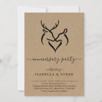 Rustikales Buck & Doe Deer Antlers Anniversary Par