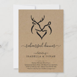 Rustikales Buck & Doe Deer Antlers Probe Dinner Einladung