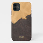 Rustikales Buckskin Ledermonogramm Männer Case-Mate iPhone Hülle (Rückseite)