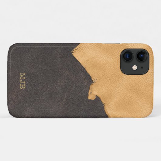 Rustikales Buckskin Ledermonogramm Männer Case-Mate iPhone Hülle (Rückseite (Horizontal))