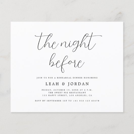 Rustikales Budget Abends vor Probe Abendessen (Vorderseite)