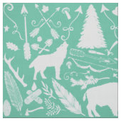 Rustikales Buffalo Deer Arrows Wolf und Bärenmuste Stoff (Muster)