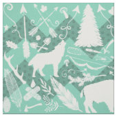 Rustikales Buffalo Deer Arrows Wolf und Bärenmuste Stoff (Muster)