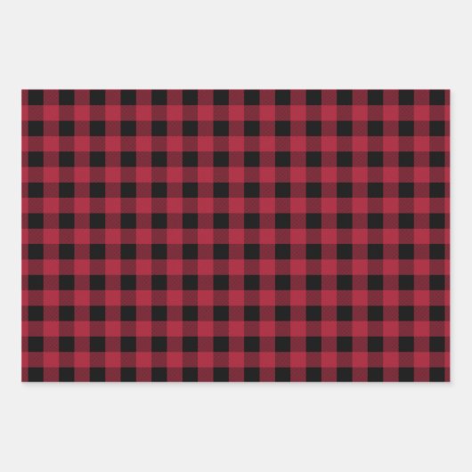 Rustikales Buffalo Kariert 3 Unterschiedliches Mus Geschenkpapier Set (Vorderseite)