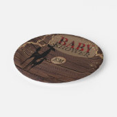 Rustikales Buffalo Kariert Babydusche Personalisie Pappteller (Schrägansicht)