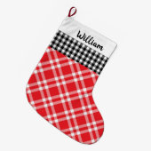 Rustikales Buffalo Kariert Black&Red Individuelle  Großer Weihnachtsstrumpf (Vorderansicht (hängend))
