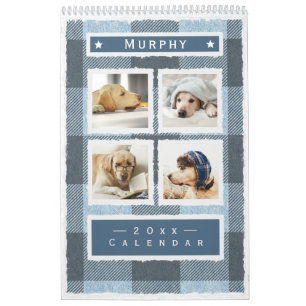 Rustikales Buffalo Kariert Blue Dog Pet 2022 Kalender