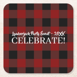 Rustikales Buffalo Kariert Celebrate maßgeschneide Rechteckiger Pappuntersetzer