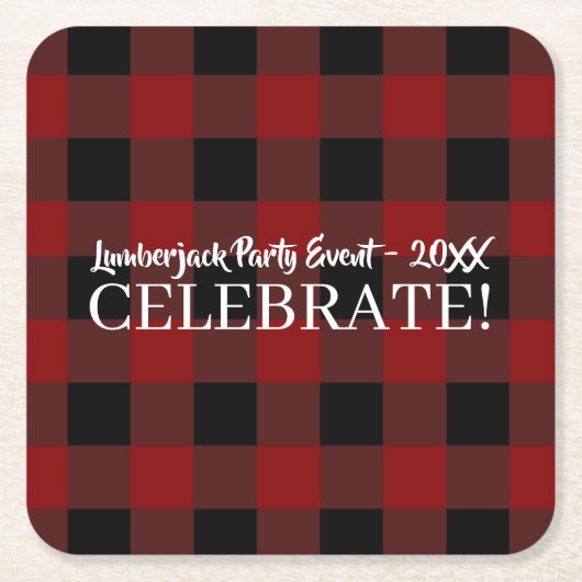 Rustikales Buffalo Kariert Celebrate maßgeschneide Rechteckiger Pappuntersetzer (Vorderseite)
