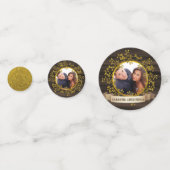 Rustikales Buffalo Kariert FOTO Gold Red Monogram Konfetti (Rückseiten)