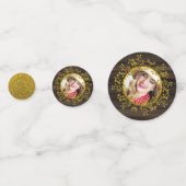 Rustikales Buffalo Kariert FOTO Gold Red Monogram Konfetti (Rückseiten)