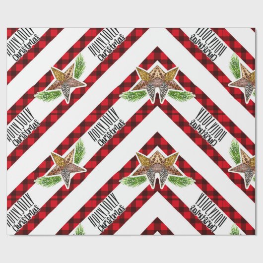 Rustikales Buffalo Kariert Frohe Weihnachtsfeier P Geschenkpapier (Flach)