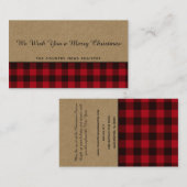 Rustikales Buffalo Kariert Frohe WeihnachtsKraft Visitenkarte (Vorne/Hinten)