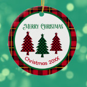 Rustikales Buffalo Kariert in Red Green Black Chri Keramik Ornament