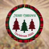 Rustikales Buffalo Kariert in Red Green Black Chri Keramik Ornament