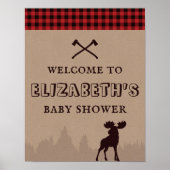 Rustikales Buffalo Kariert Lumberjack Babyduschzei Poster (Vorne)