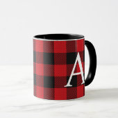 Rustikales Buffalo Kariert Lumberjack Mit Monogram Tasse (VorderseiteRechts)
