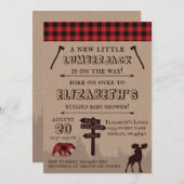 Rustikales Buffalo Kariert Lumberjack Thema Kinder Einladung (Vorne/Hinten)