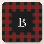 Rustikales Buffalo Kariert Mit Monogramm Initial R Getränkeuntersetzer (Vorderseite)
